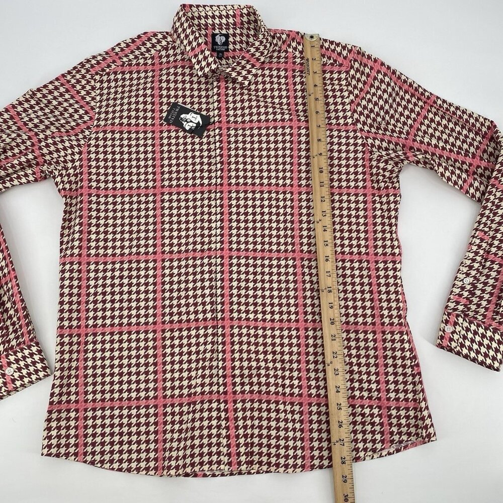 Twisted Tailor Men’s Xl Pink Houndstooth Check Ribery Button Up Slim Shirt Nwt — image 3 of 8